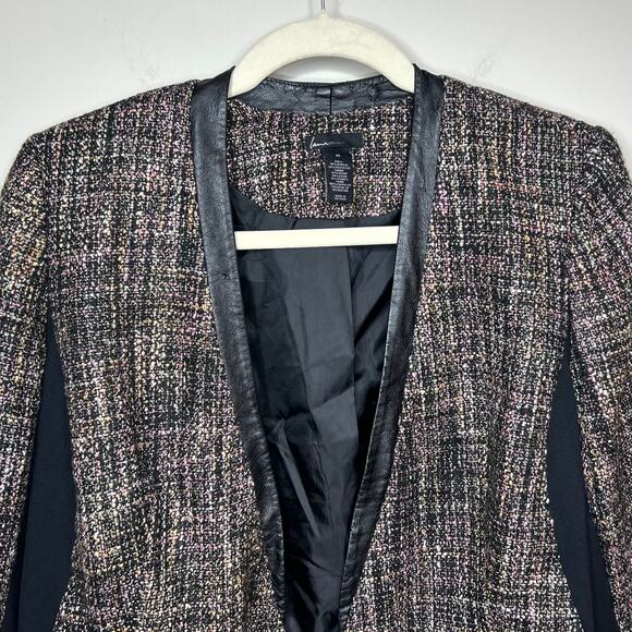Lane Bryant Open Front Jacket Blazer Size 24 Vegan Leather Trim - Picture 2 of 12